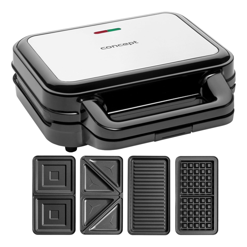 Concept SV3070 - Máquina de fazer sandes XXL 4em1 900W/230V preto/aço inoxidável