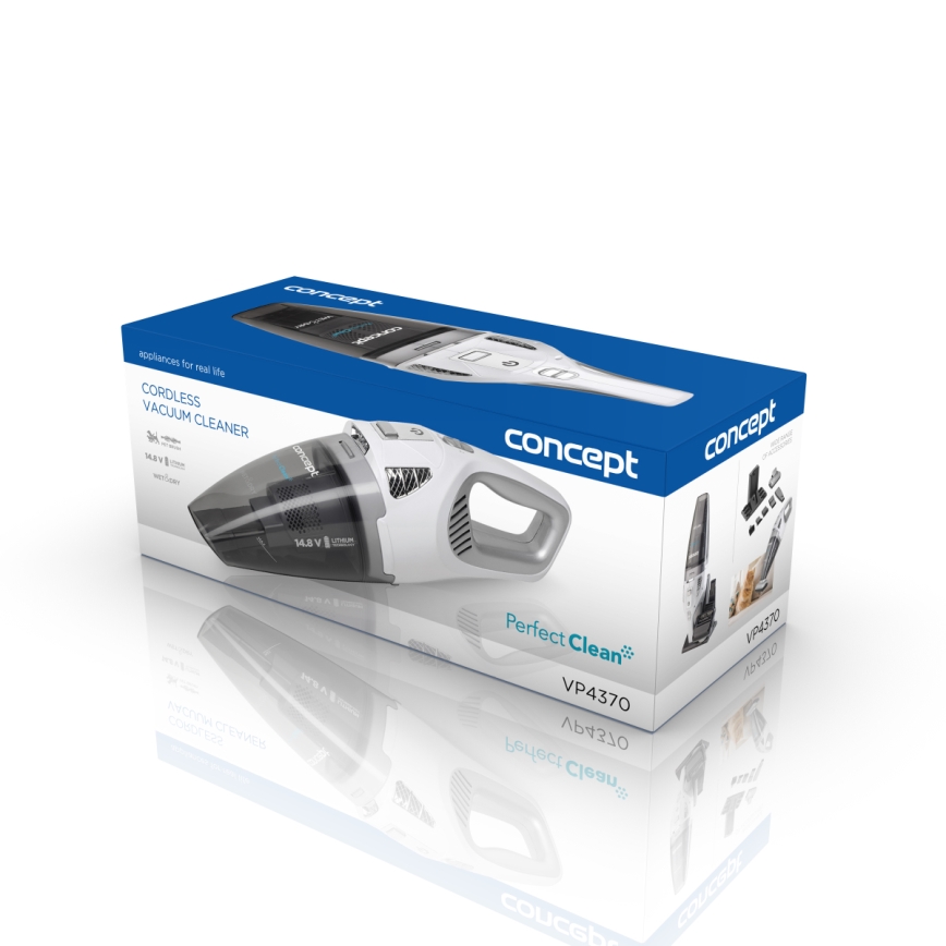 Concept VP4370 - Aspirador de mão WET & DRY PERFECT CLEAN 90W/14,8V 2200 mAh branco