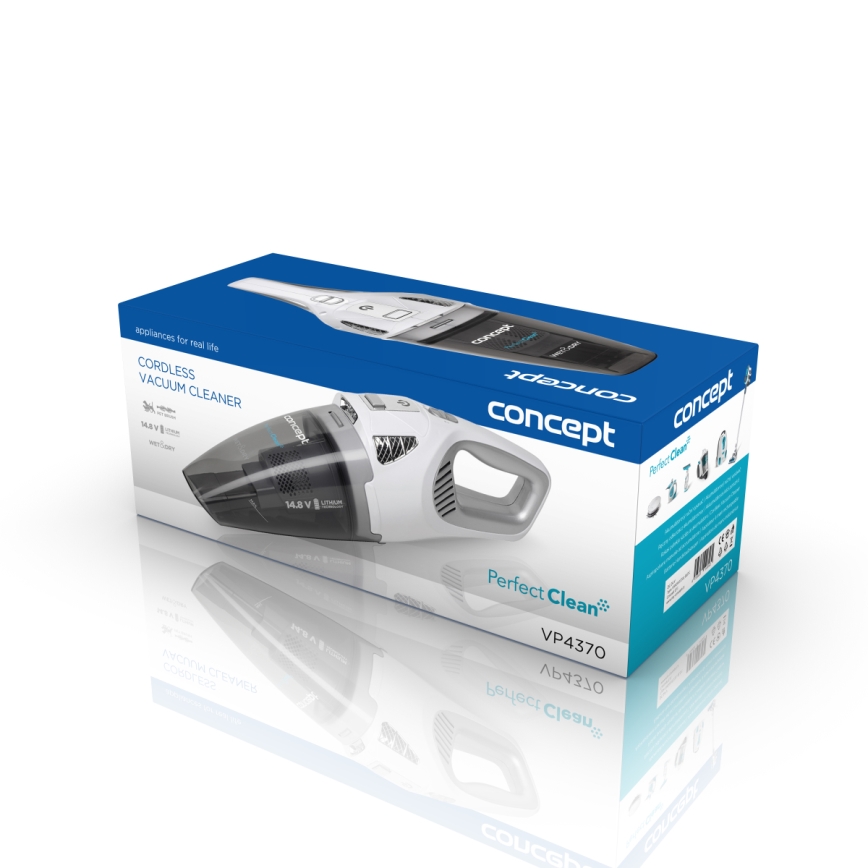 Concept VP4370 - Aspirador de mão WET & DRY PERFECT CLEAN 90W/14,8V 2200 mAh branco