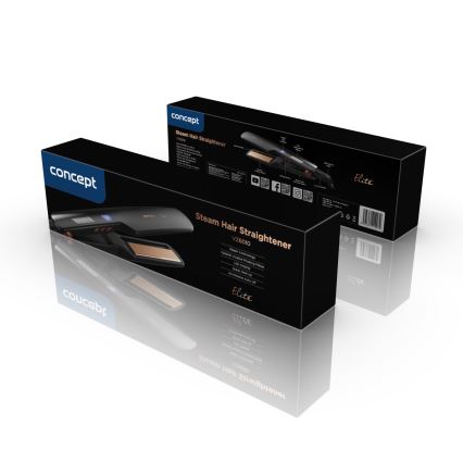 Concept VZ6010 - Alisador de cabelo a vapor com visor LED ELITE STEAM BOOST 54W/230V preto