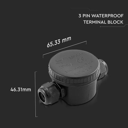Conector à prova de água IP66 preto