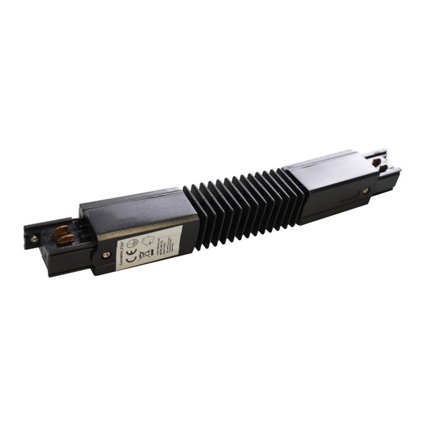Conector para iluminações em sistema de carril 3-fases TRACK tipo preto Flexi