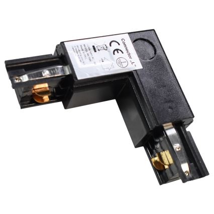 Conector para iluminações em sistema de carril 3-fases TRACK tipo preto L