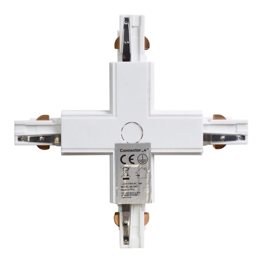 Conector para iluminações em sistema de carril trifásico TRACK branco tipo +
