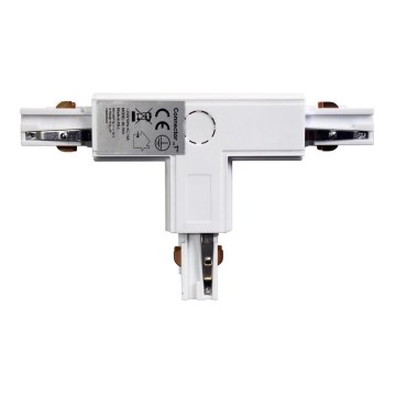 Conector para iluminações em sistema de carril trifásico TRACK branco tipo T