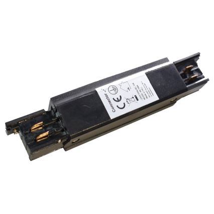 Conector para iluminações em sistema de carril trifásico TRACK preto tipo plano