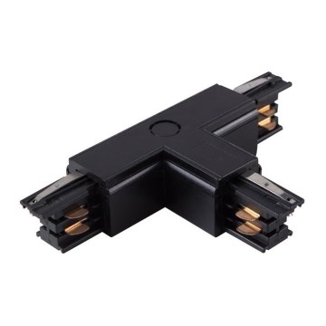 Conector para iluminações em sistema de carril trifásico TRACK preto tipo T