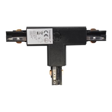 Conector para iluminações em sistema de carril trifásico TRACK preto tipo T