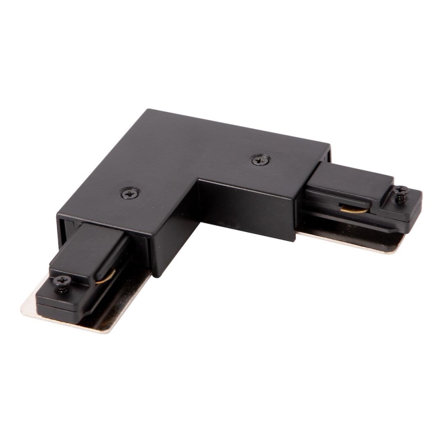 Conector para luminárias em sistema de calha monofásico tipo L + fonte de alimentação preta