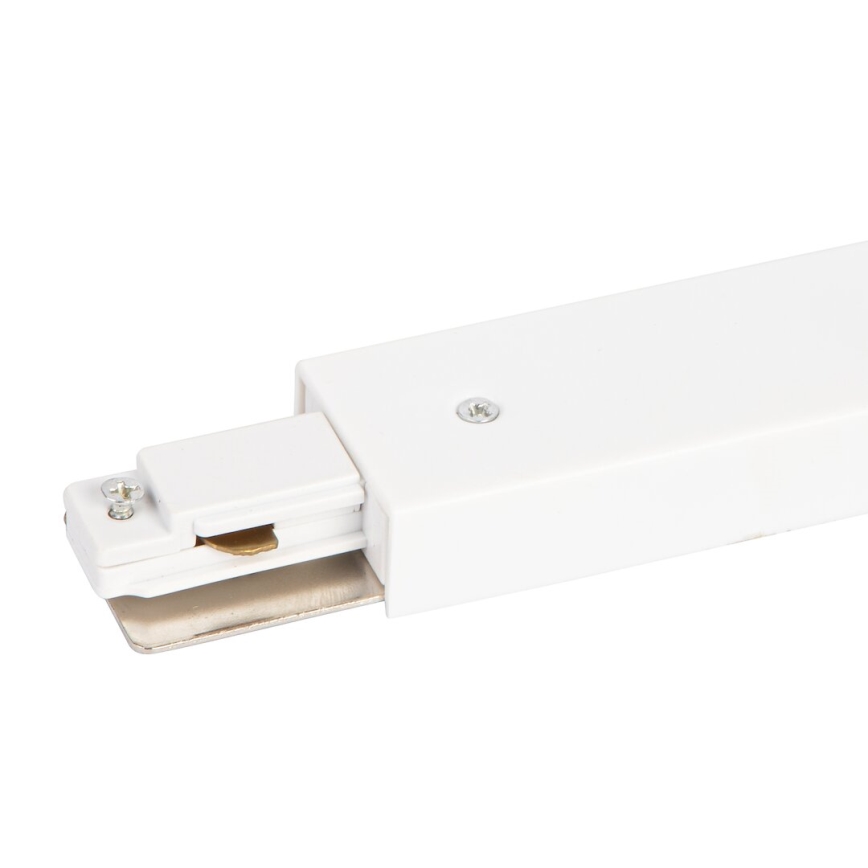 Conector para luzes no sistema de carris monofásico direito + fonte de alimentação branco