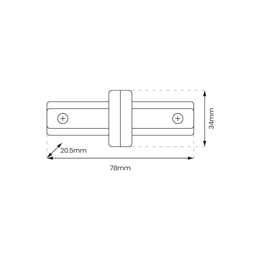 Conector para luzes no sistema de carris monofásico direito preto