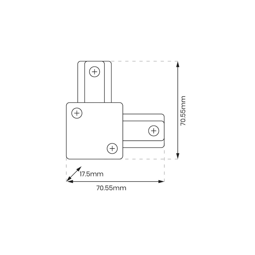Conector para luzes no sistema de carris monofásico tipo L branco