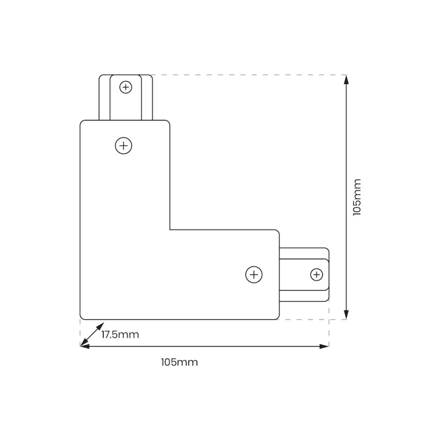 Conector para luzes no sistema de carris monofásico tipo L + fonte de alimentação branco
