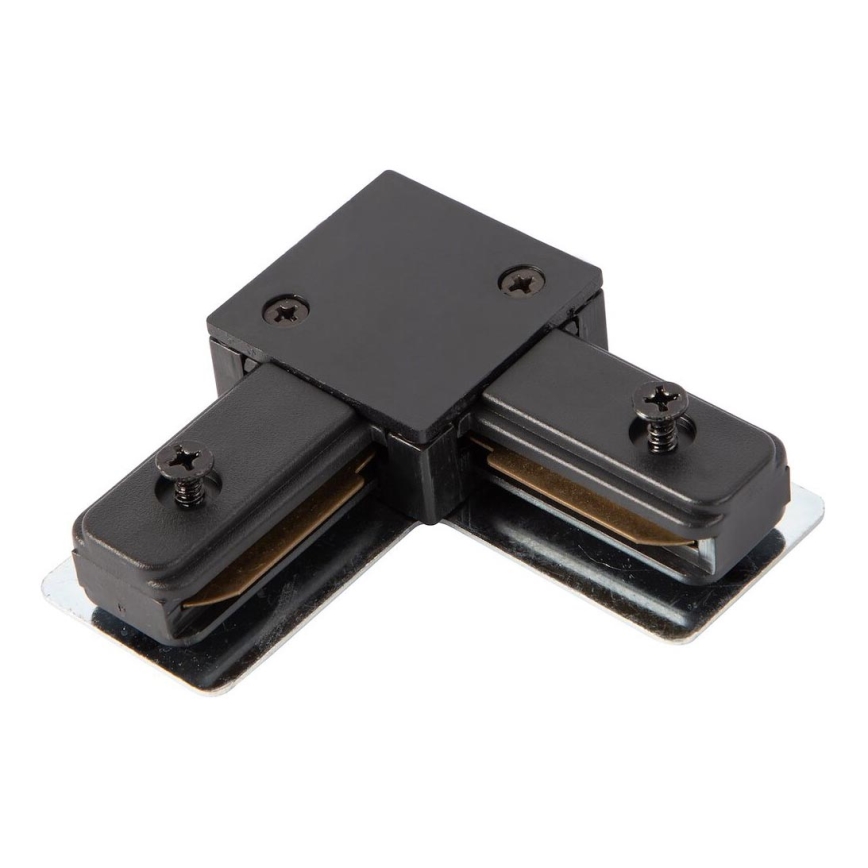 Conector para luzes no sistema de carris monofásico tipo L preto