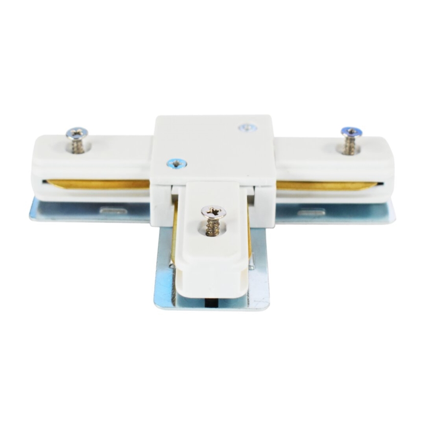 Conector para luzes no sistema de carris monofásico tipo T branco