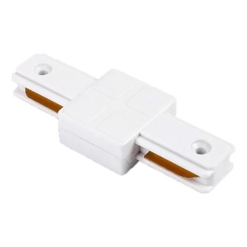 Conector reto monofásico branco para luminárias em sistema de trilhos