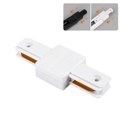 Conector reto monofásico branco para luminárias em sistema de trilhos