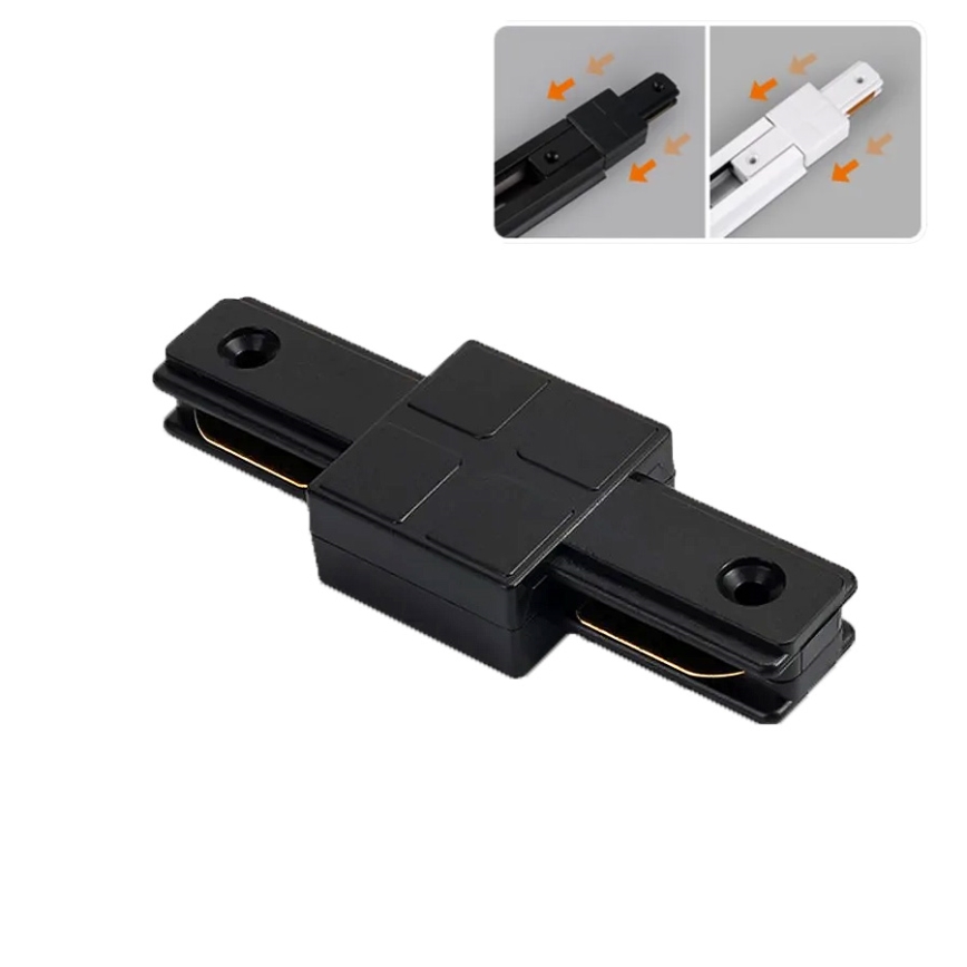 Conector reto para luminárias em sistema de trilho monofásico, preto