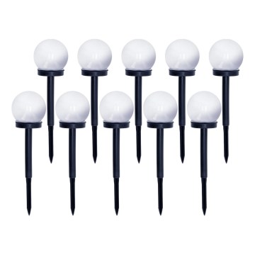 CONJUNTO 10x Candeeiros solares LED LED/0,12W/1,2V 6500K IP44 preto/branco