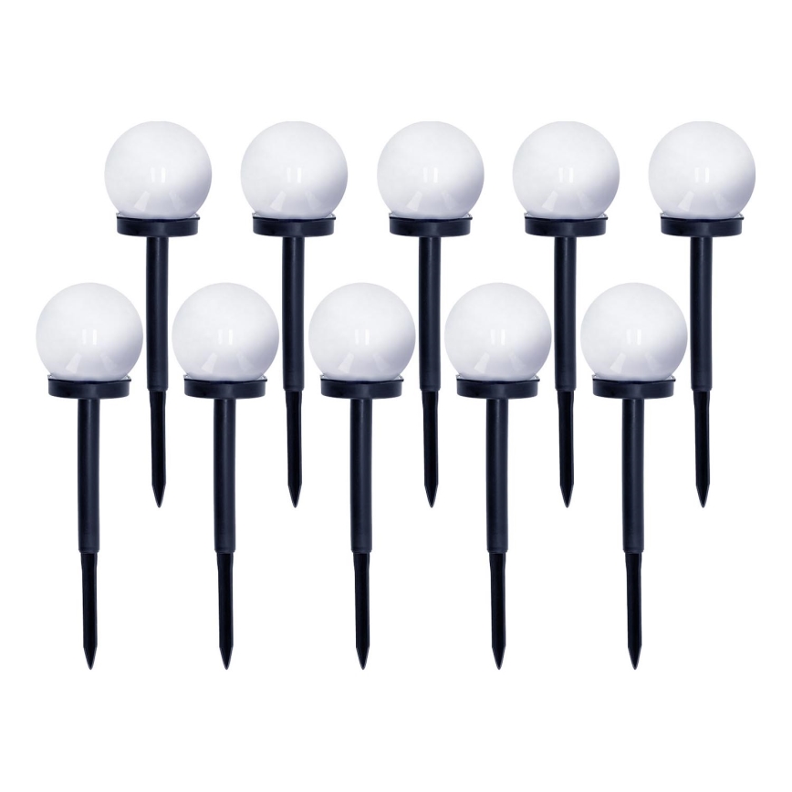 CONJUNTO 10x Candeeiros solares LED LED/0,12W/1,2V 6500K IP44 preto/branco