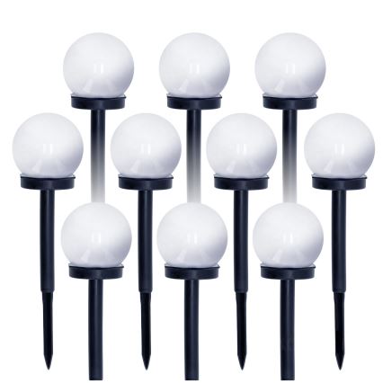 CONJUNTO 10x Candeeiros solares LED LED/0,12W/1,2V 6500K IP44 preto/branco