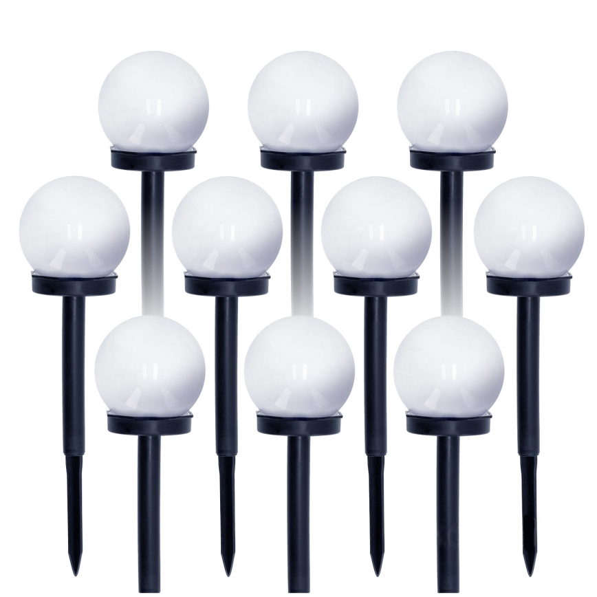 CONJUNTO 10x Candeeiros solares LED LED/0,12W/1,2V 6500K IP44 preto/branco