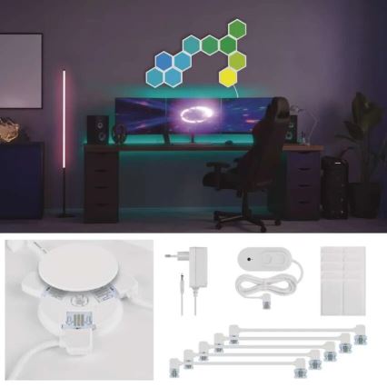 CONJUNTO 10x RGBIC Painel com regulação LED/1,9W/230V Wi-Fi Tuya