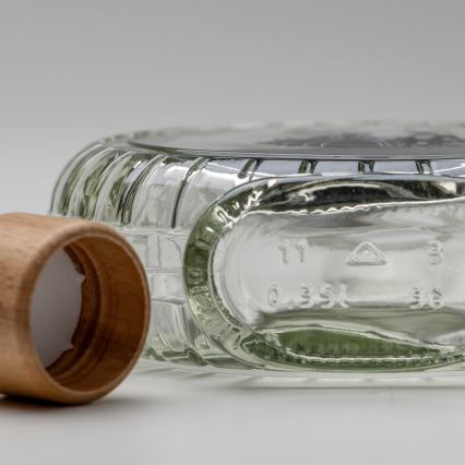 Conjunto 1x frasco de vidro e 2x copo para shots transparente com padrão de dança