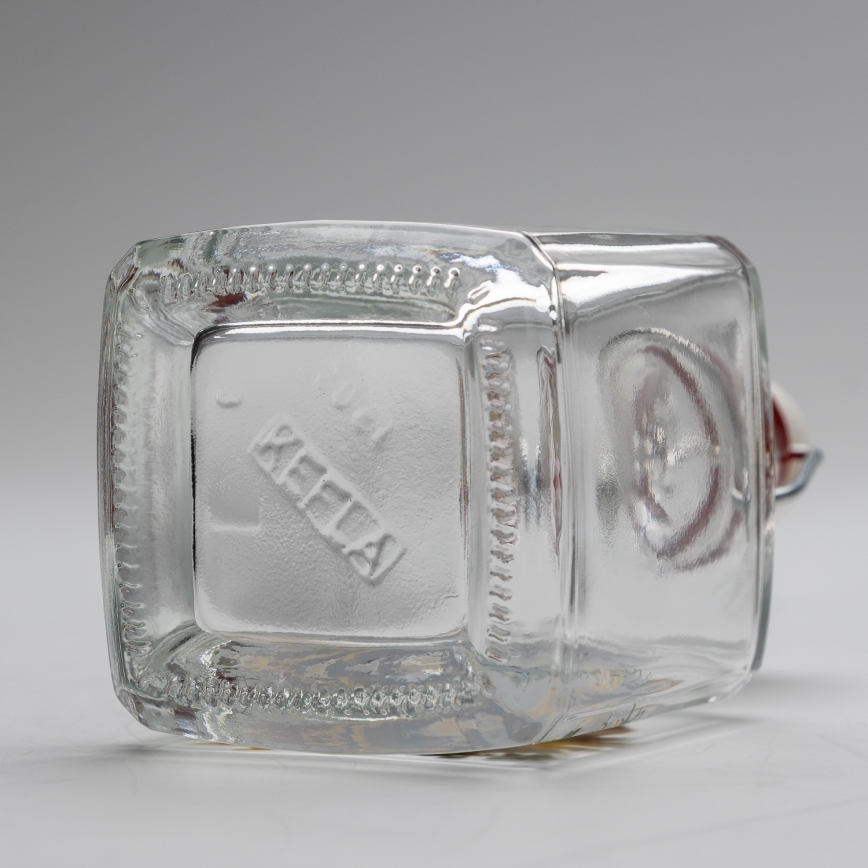 Conjunto 1x frasco de vidro e 2x copos para shots transparente com padrão de javali