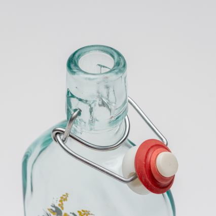 Conjunto 1x frasco de vidro e 2x copos para shots transparente com padrão de lebre
