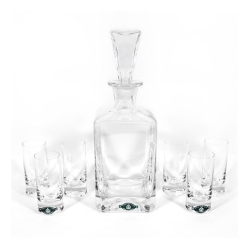 Conjunto 1x garrafa de vidro, 1x rolha de vidro 6x copo para shots transparente