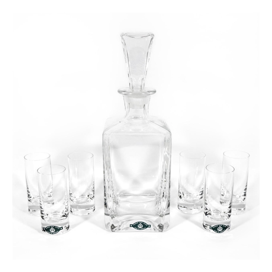 Conjunto 1x garrafa de vidro, 1x rolha de vidro 6x copo para shots transparente