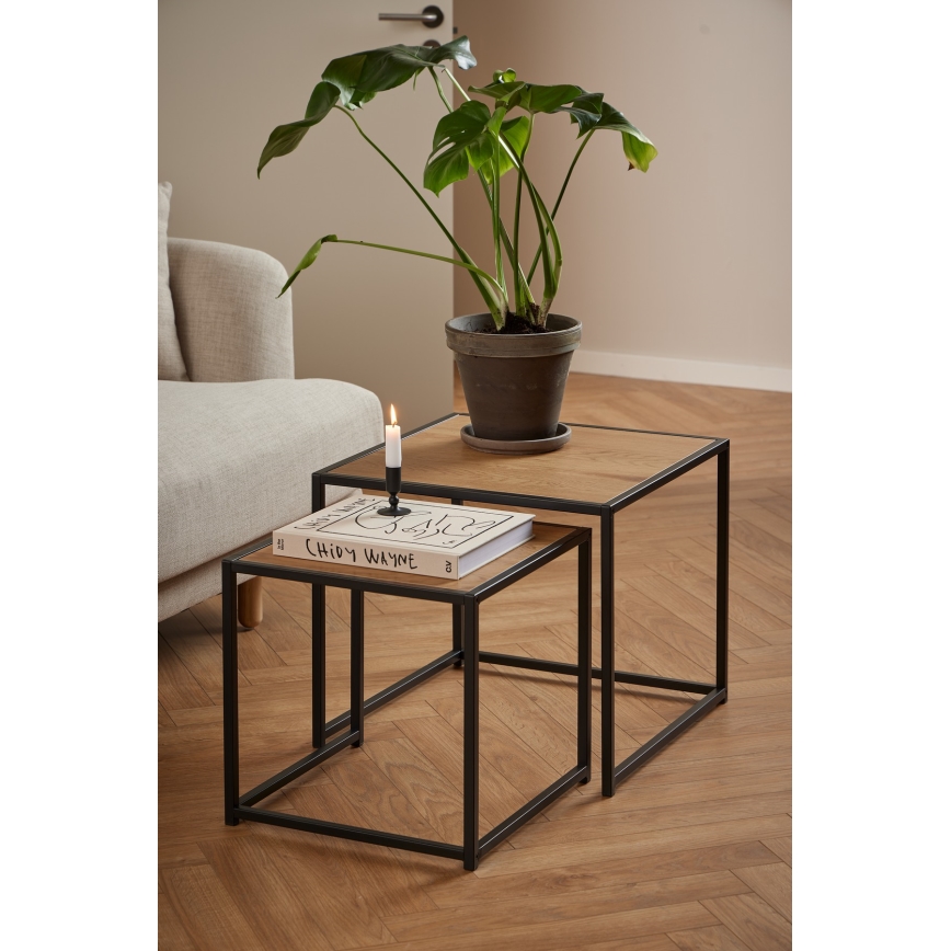 Conjunto de 2 mesas de centro SARON carvalho/preto