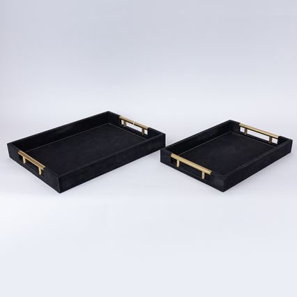 CONJUNTO 2x Bandejas decorativas 40x30/34x24 cm preto