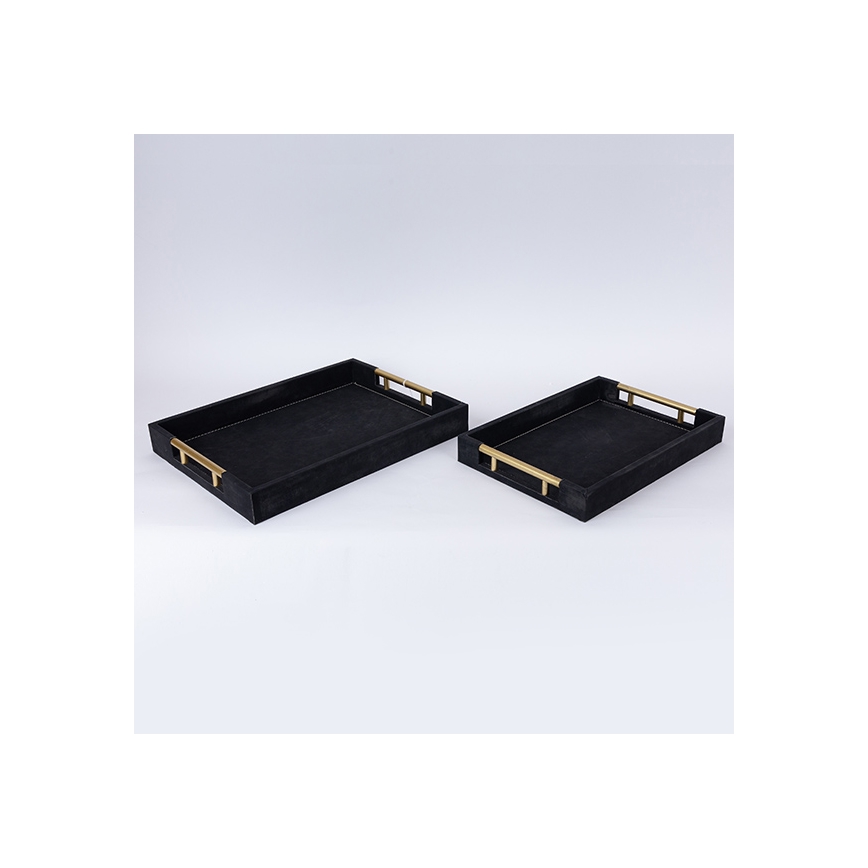 CONJUNTO 2x Bandejas decorativas 40x30/34x24 cm preto