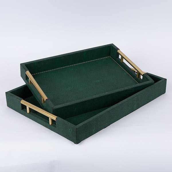 CONJUNTO 2x Bandejas decorativas 40x30/34x24 cm verde