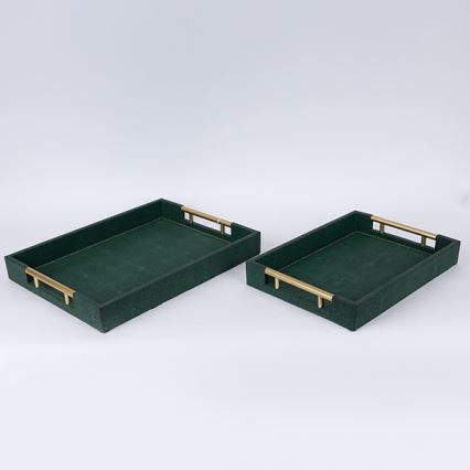 CONJUNTO 2x Bandejas decorativas 40x30/34x24 cm verde