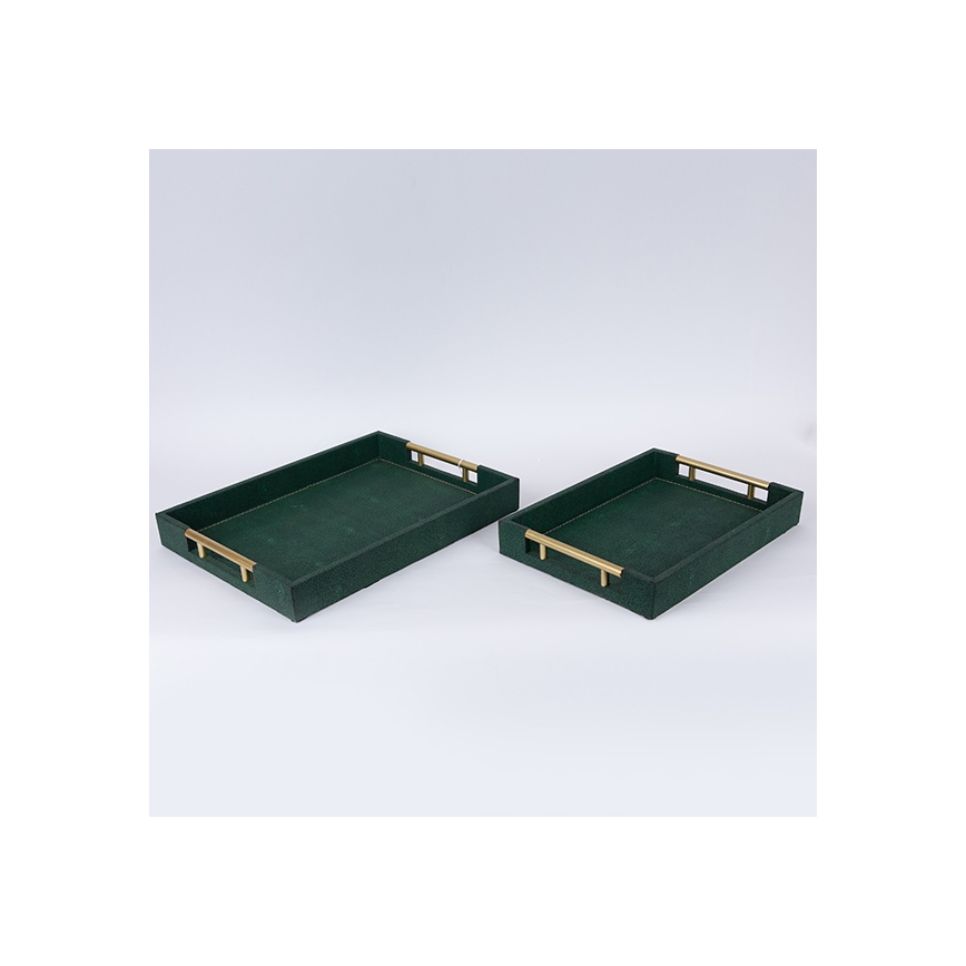 CONJUNTO 2x Bandejas decorativas 40x30/34x24 cm verde