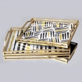 CONJUNTO 2x Bandejas decorativas 40x30/35x25 cm dourado