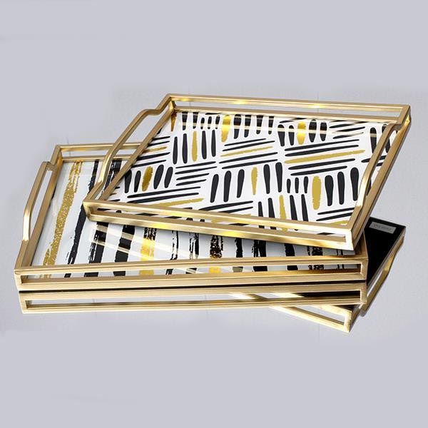 CONJUNTO 2x Bandejas decorativas 40x30/35x25 cm dourado