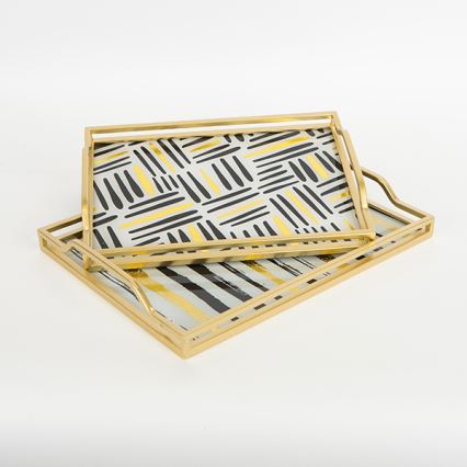 CONJUNTO 2x Bandejas decorativas 40x30/35x25 cm dourado
