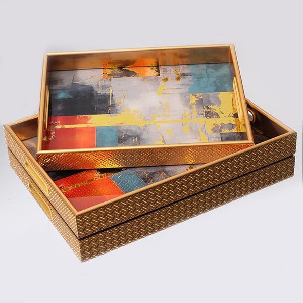 CONJUNTO 2x Bandejas decorativas 40x30/35x25 cm dourado