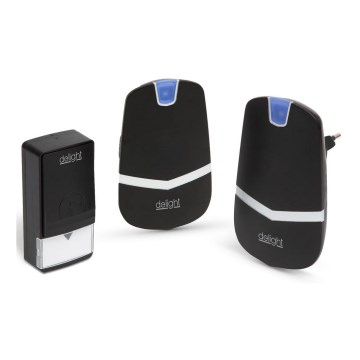CONJUNTO 2x Campainha de tomada sem fios  230V IP44 preta