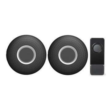 CONJUNTO 2x Campainha de tomada sem fios 230V IP55 preto