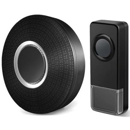 CONJUNTO 2x Campainha de tomada sem fios 230V IP55 preto