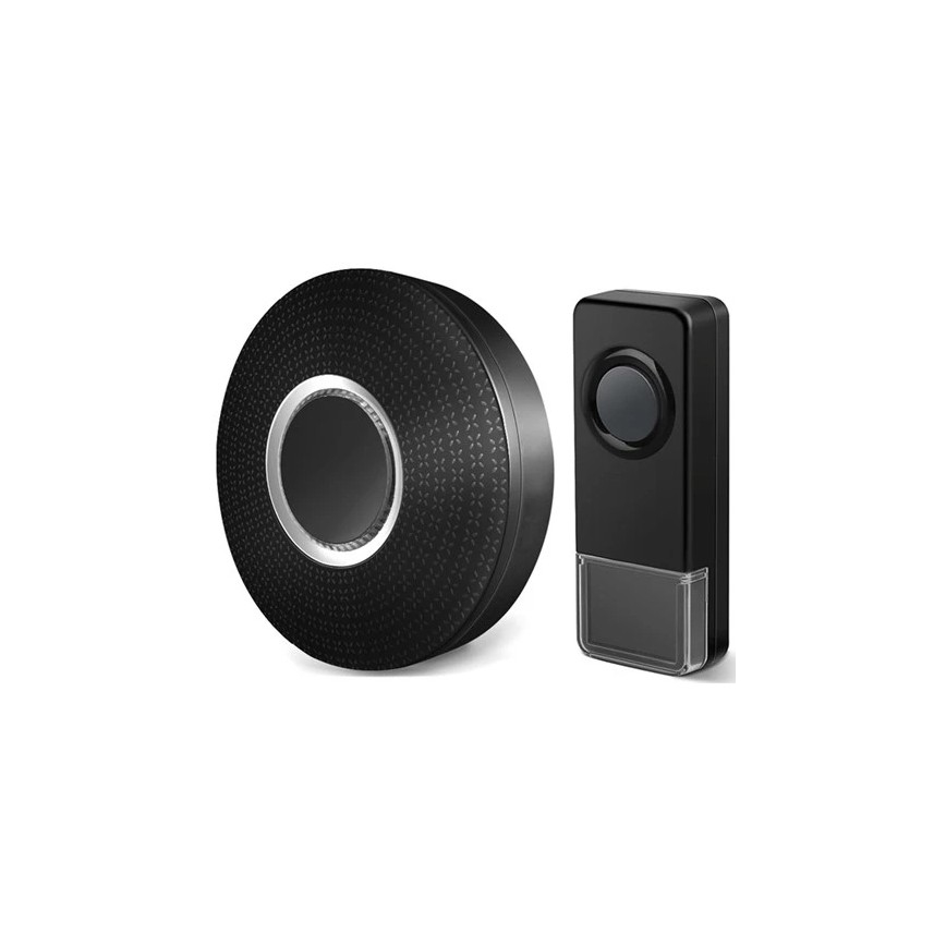 CONJUNTO 2x Campainha de tomada sem fios 230V IP55 preto