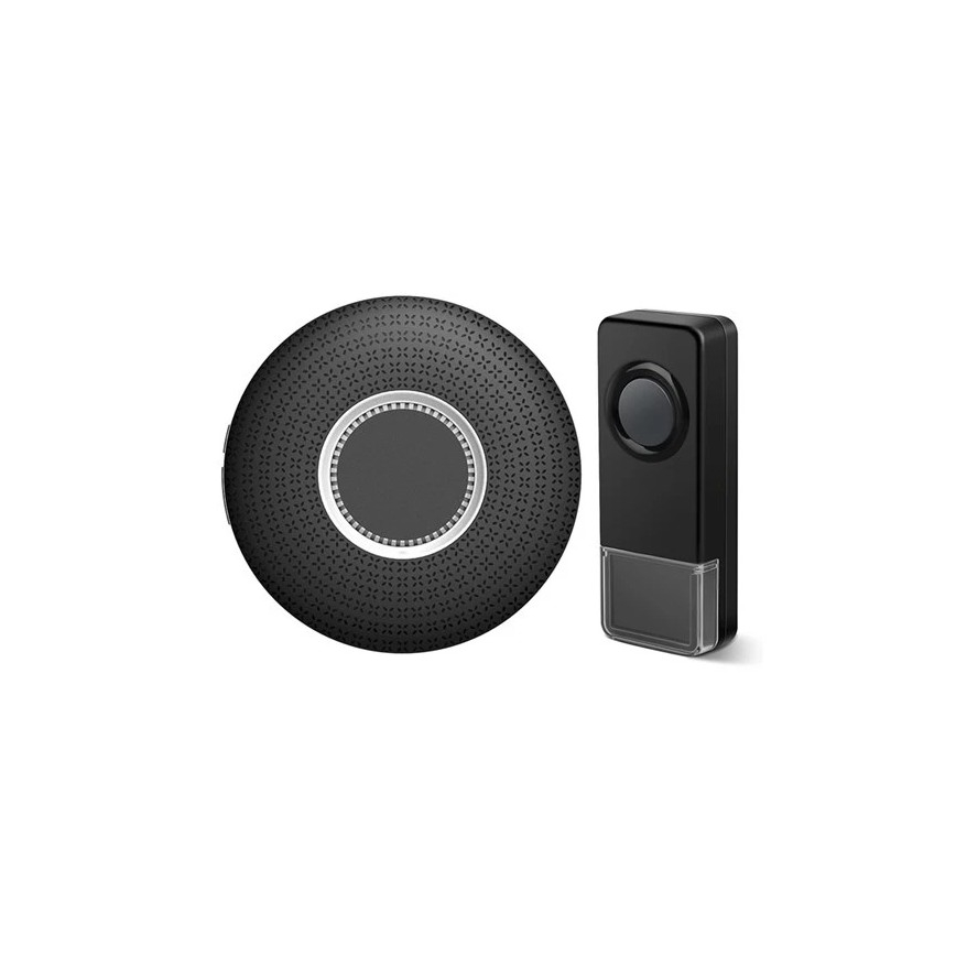 CONJUNTO 2x Campainha de tomada sem fios 230V IP55 preto