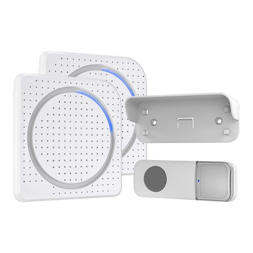 CONJUNTO 2x Campainha de tomada sem fios 230V IP56 branco