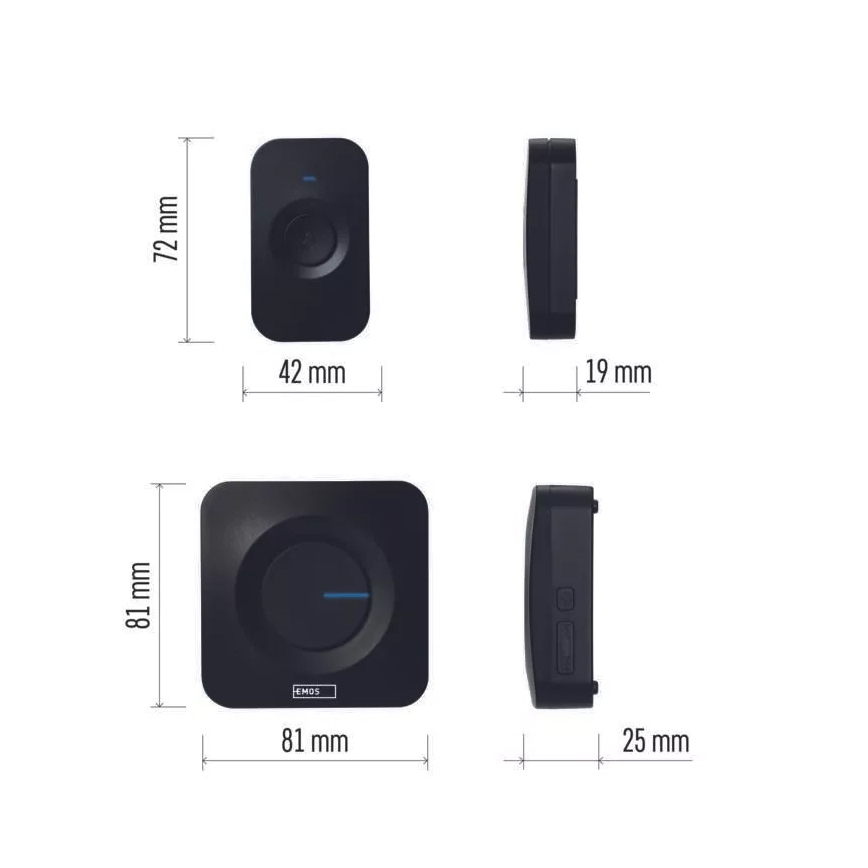 CONJUNTO 2x Campainhas sem fios alimentada a pilhas 3xAAA + 1xA23 IP56