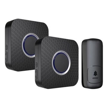 CONJUNTO 2x Campainhas Sem Fios Plug-in cinético 230V preto